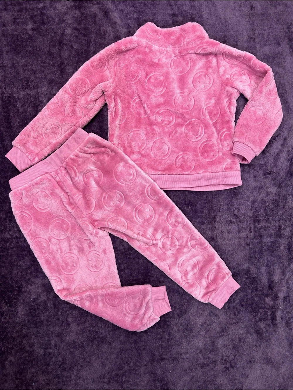 Kids Plush Pink 2-Piece Sweatsuit Set - Cozy Half-Zip Top & Jogger Pants